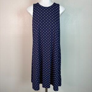 Old Navy Swing Dress Small Navy Blue Polka Dot Sleeveless Stretch Casual Women's